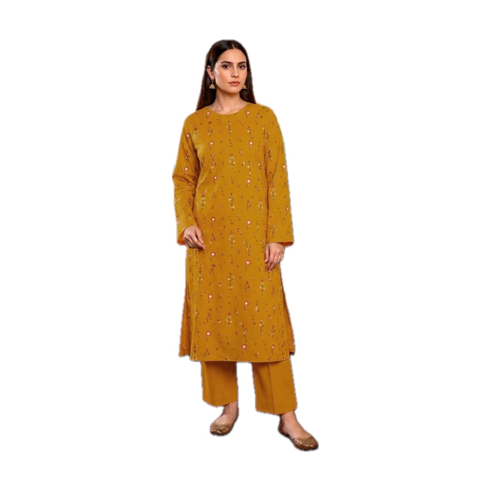 Batik Dhanak 2-Piece Suit - Mustard Printed