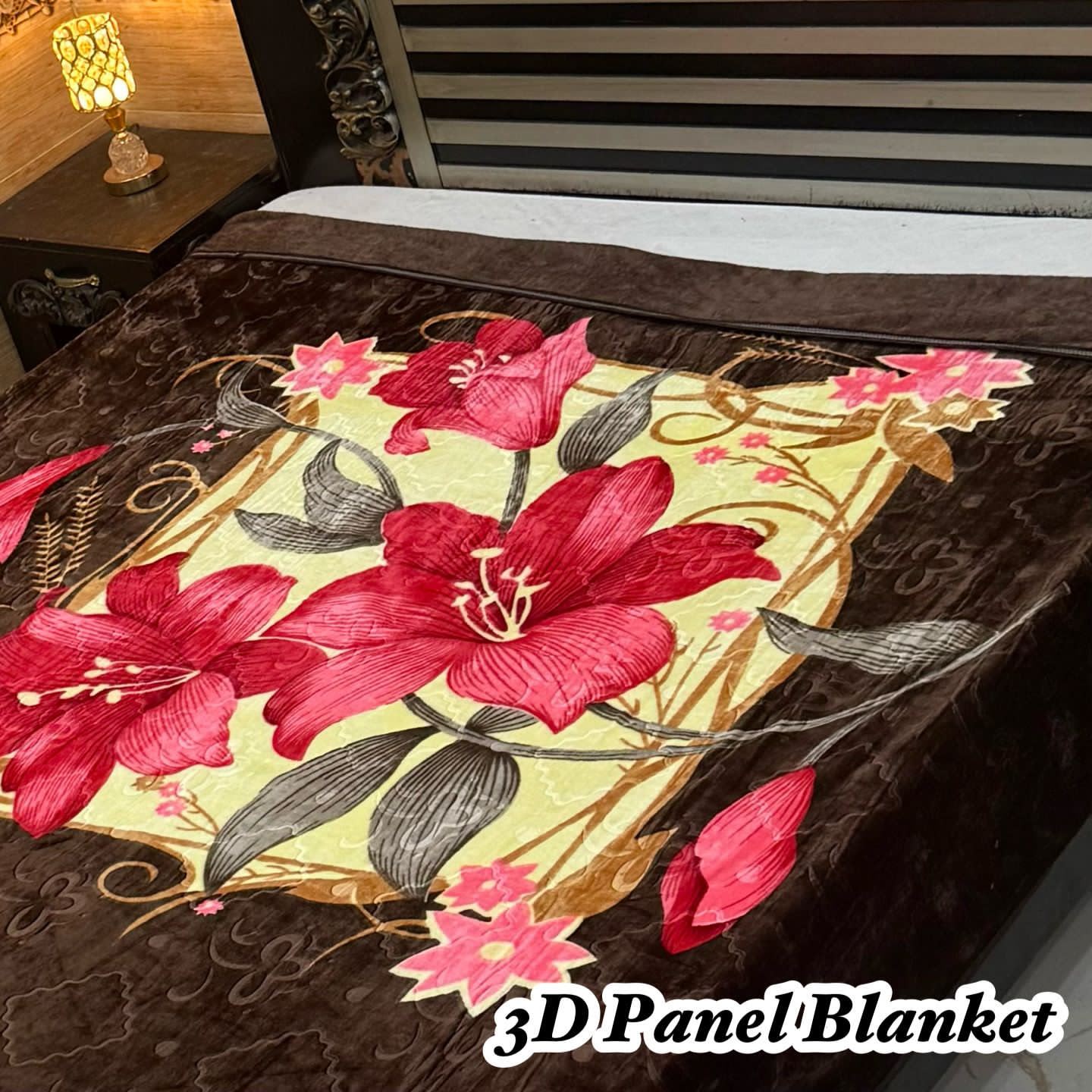 Irani Four Border 3D Panel Embossed Blanket Double Bed - Design 29
