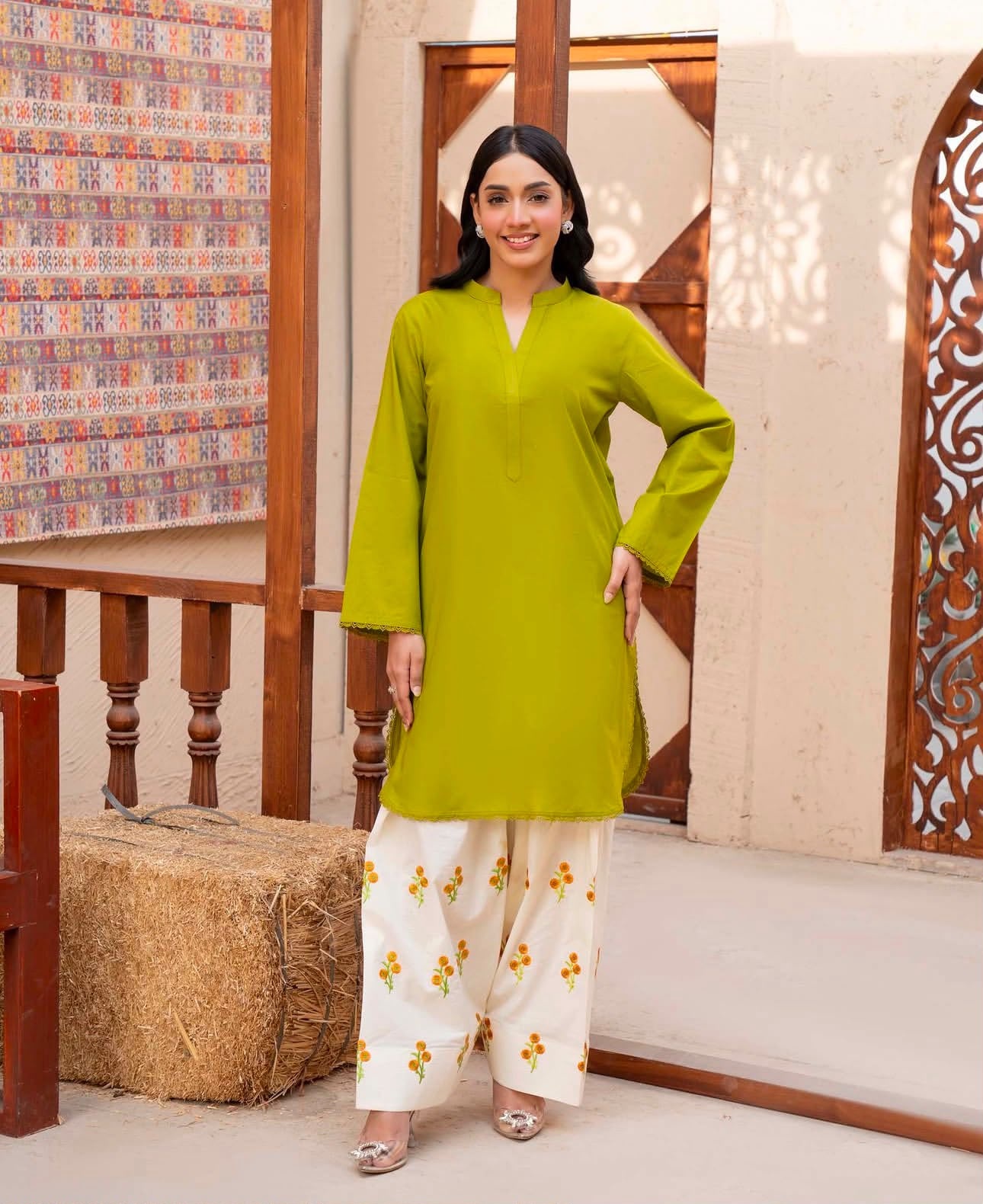 Osma Dhanak 2pc Unstitched Lime Green
