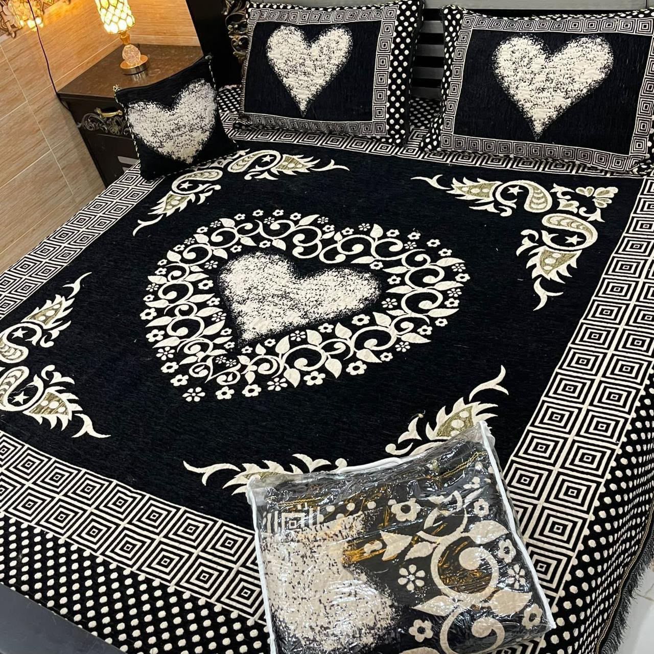 4pc Velvet Jacquard Bedsheet King Size - Design 04