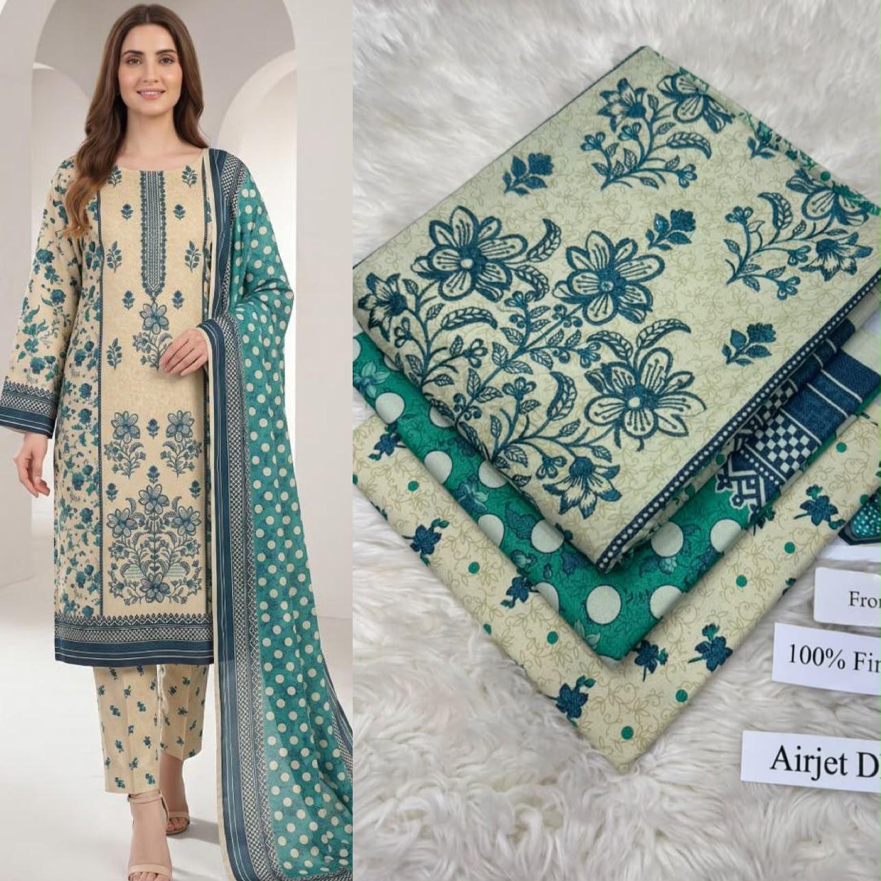 Airjet Dhanak with Dhanak Dupatta Panel Sequence Embroidered - DESIGN 26