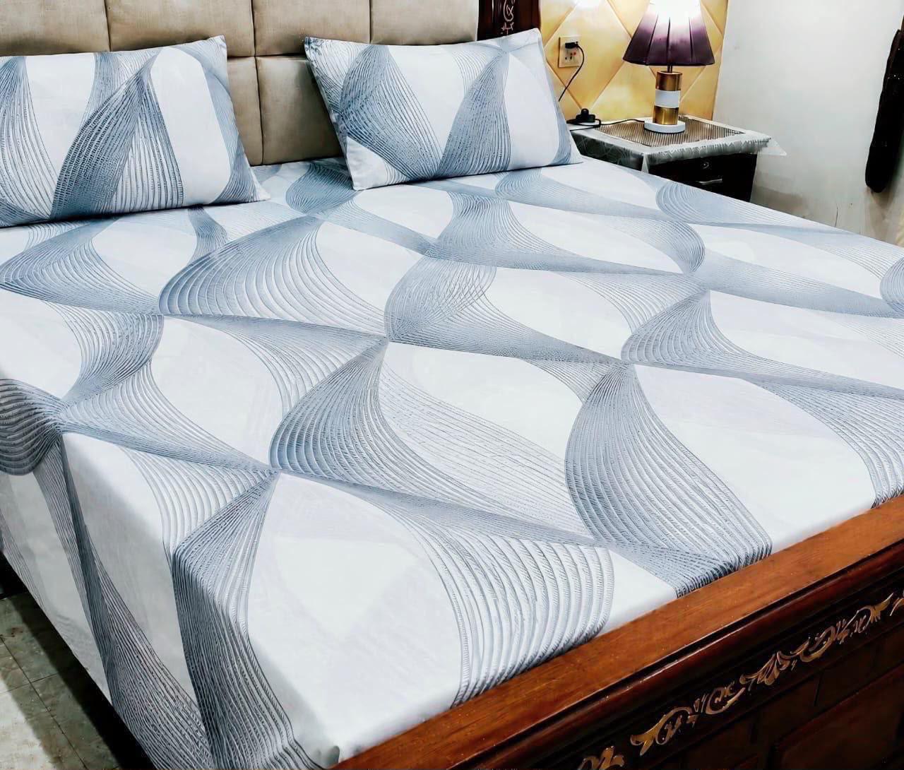 King Size BedSheet 3pc Pure Cotton - Export Quality - Design 23