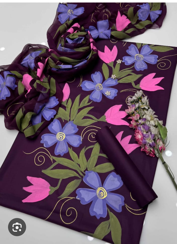 Digital Printed Shamoz Silk 3pc Suit - DESIGN 11