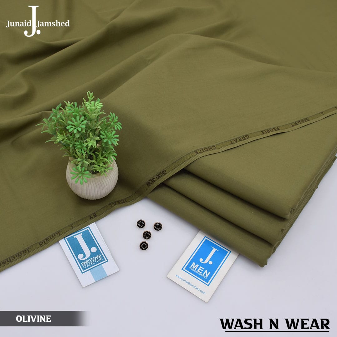 Junaid Jamshed Summer Wash N Wear Mens Unstitched - Olive