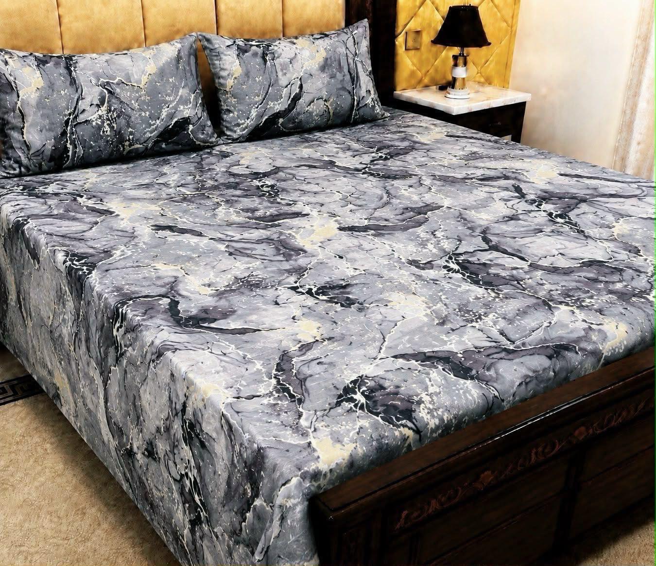 King Size BedSheet 3pc Pure Cotton - Export Quality - Design 12