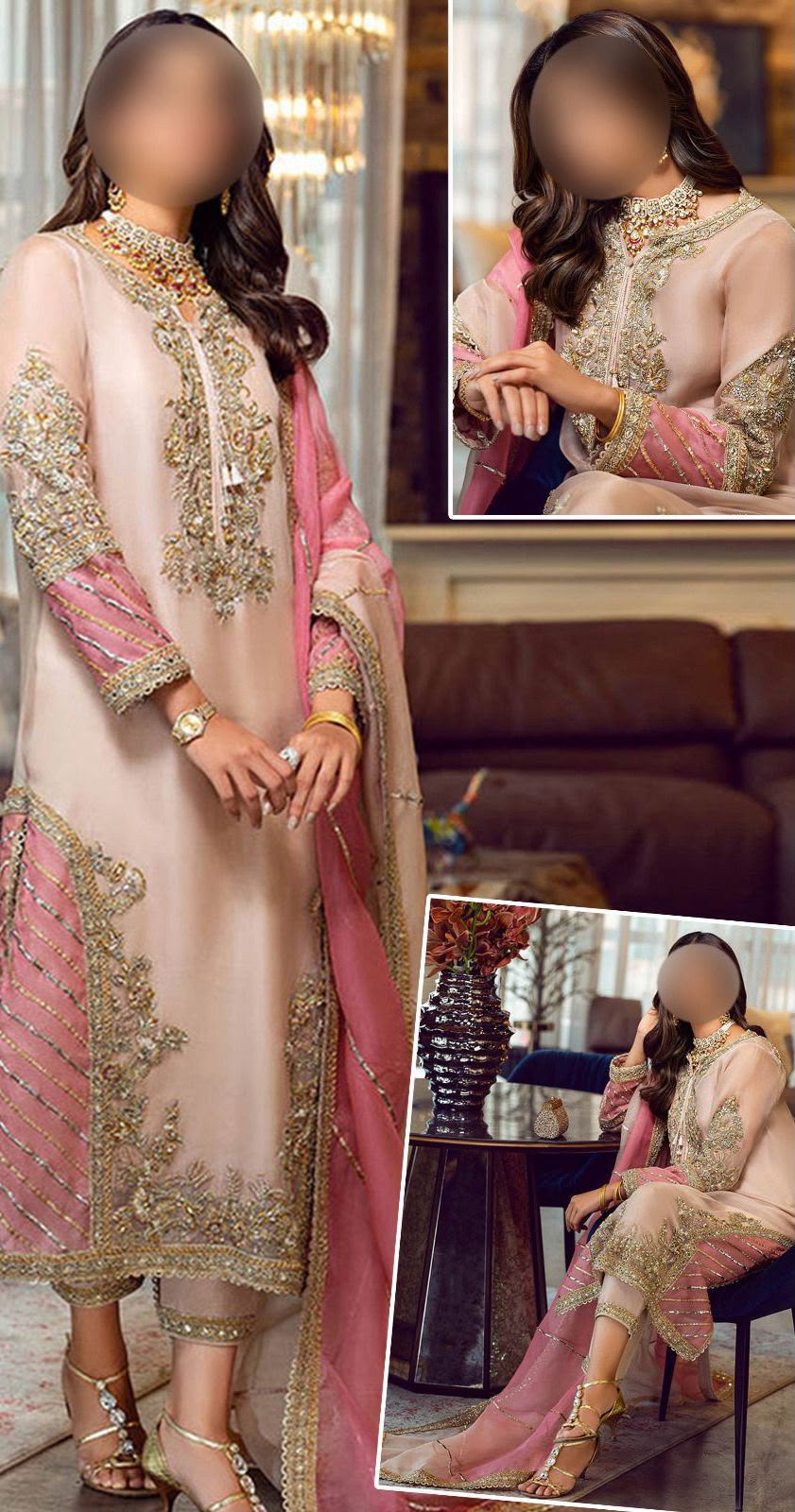 Farasha Chiffon Embroidered 3PC Suit - DESIGN 01