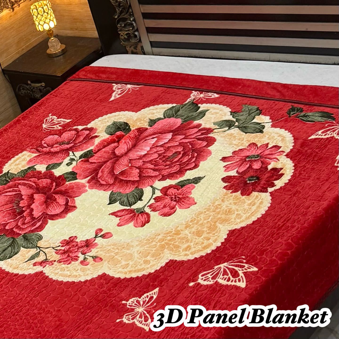 Irani Four Border 3D Panel Embossed Blanket Double Bed - Design 22