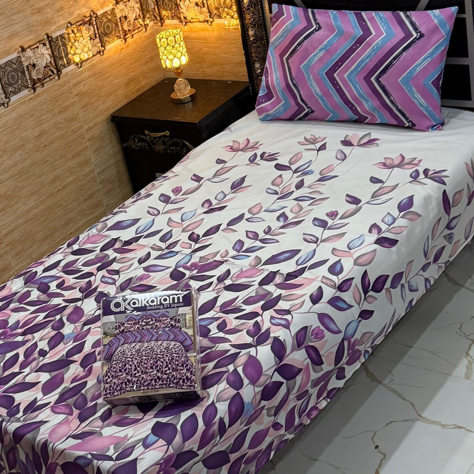 Alkaram 4pc Mix Cotton Single Bedsheet Pair - Design 29