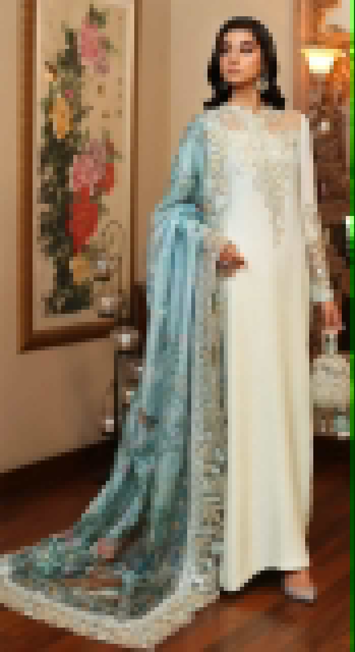 Azure Silk Embroidered Suit D#AZ06 - DESIGN 03