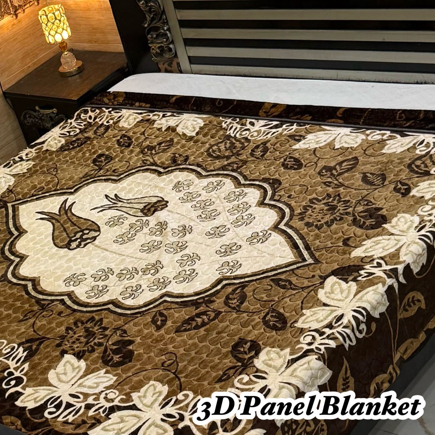 Irani Four Border 3D Panel Embossed Blanket Double Bed - Design 15