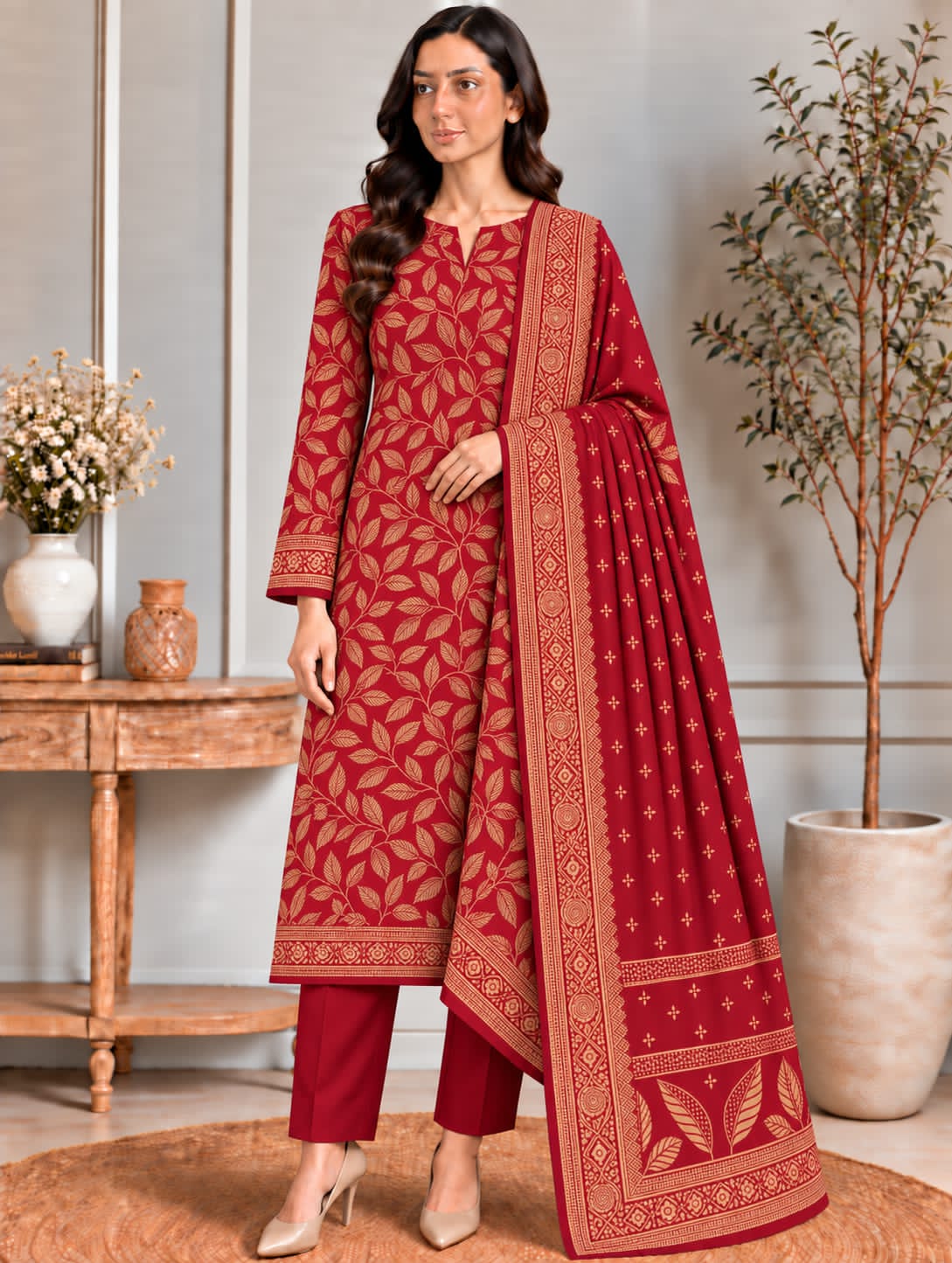 Bonanza Dhanak Printed 3PC Suit - DESIGN 10