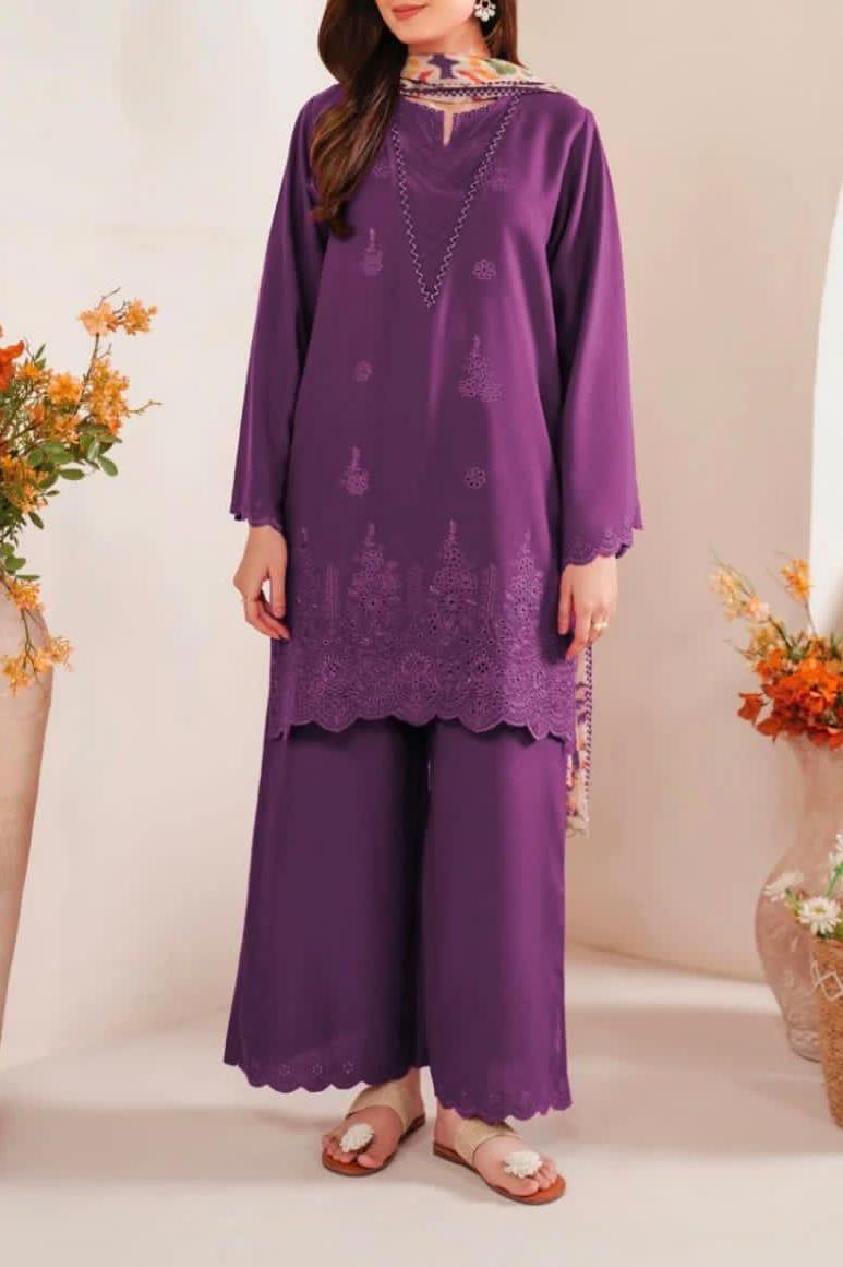 Indian Booti Dhanak Embroidered 2PC Suit - DESIGN 07