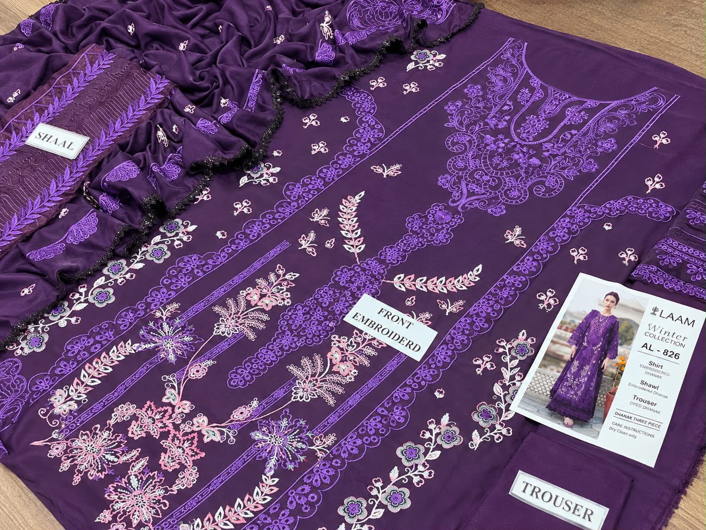 Maria B Dhanak Embroidered 3PC Suit D#AL844 - DESIGN 17