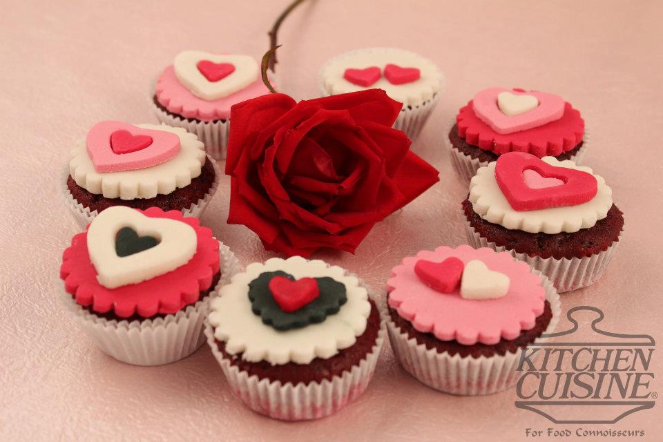 Heart Strips Cup Cakes From Kitchen Cuisine