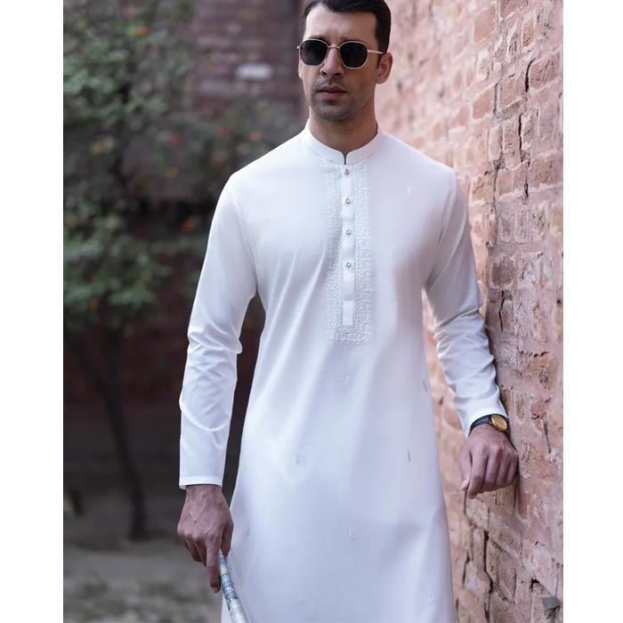 White Cotton Kurta By J.
