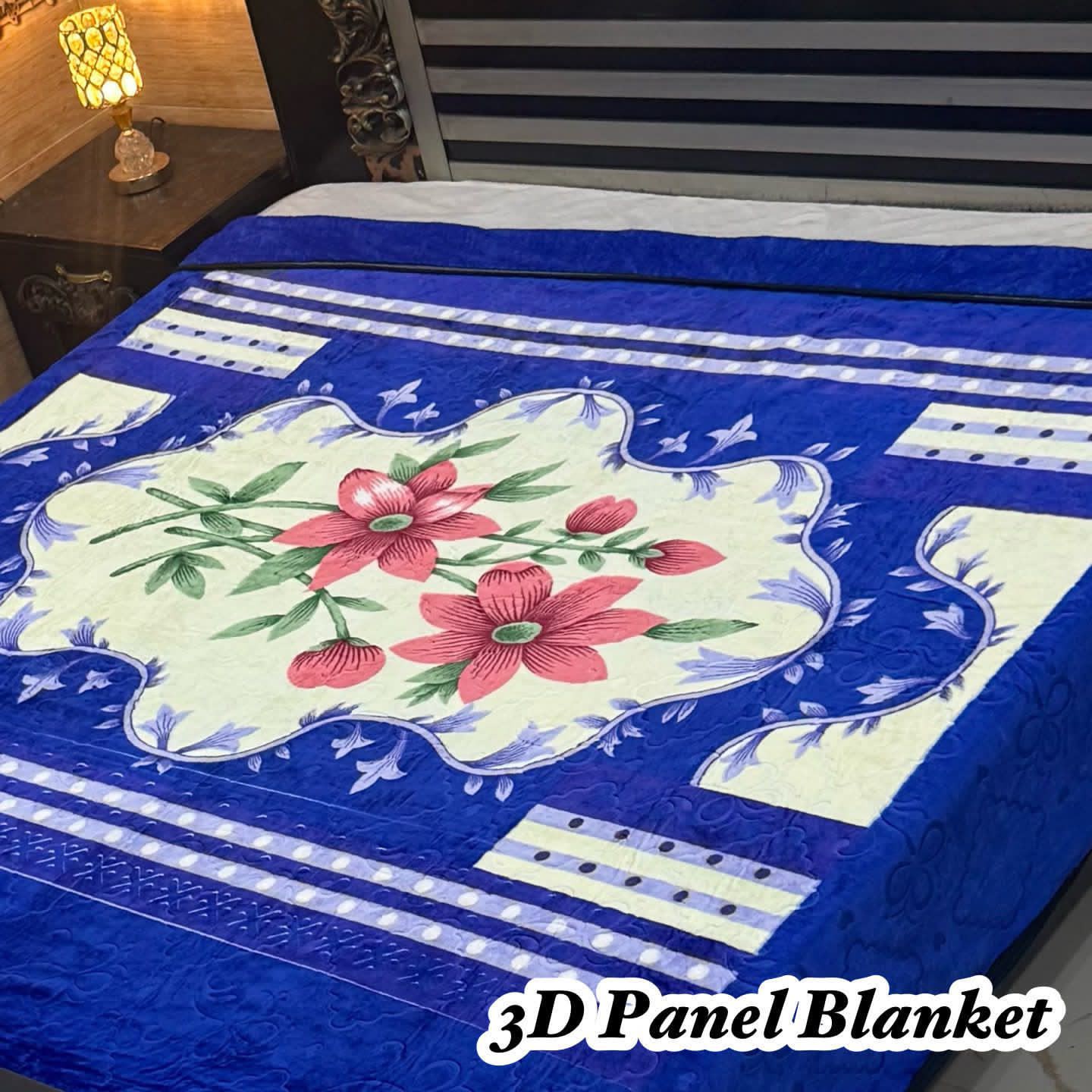 Irani Four Border 3D Panel Embossed Blanket Double Bed - Design 33