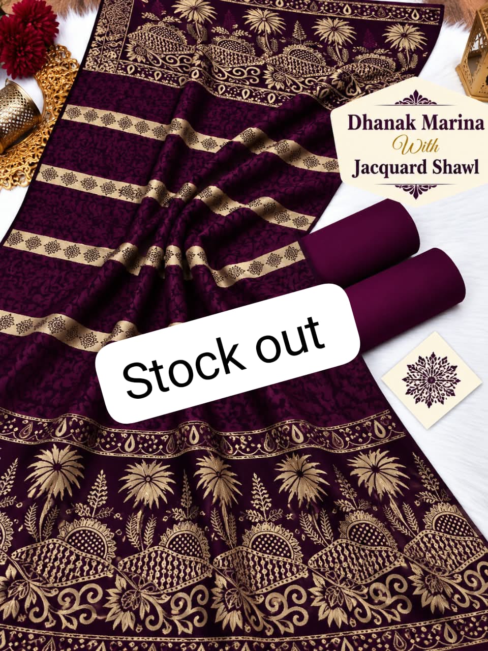 Maxi Tilla Zari Embroidered Fabric 3 Yards - DESIGN 02