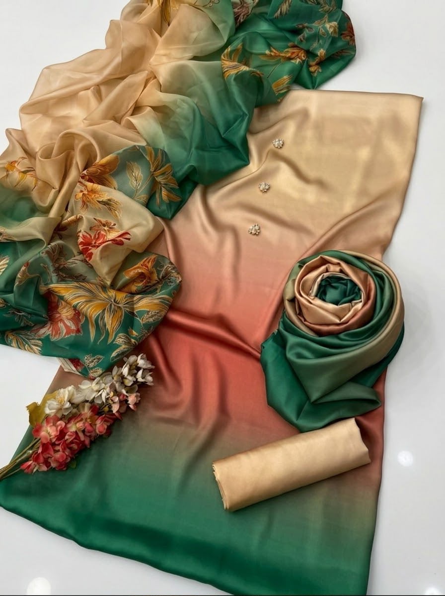 Digital Printed Shamoz Silk 3pc Suit - DESIGN 31