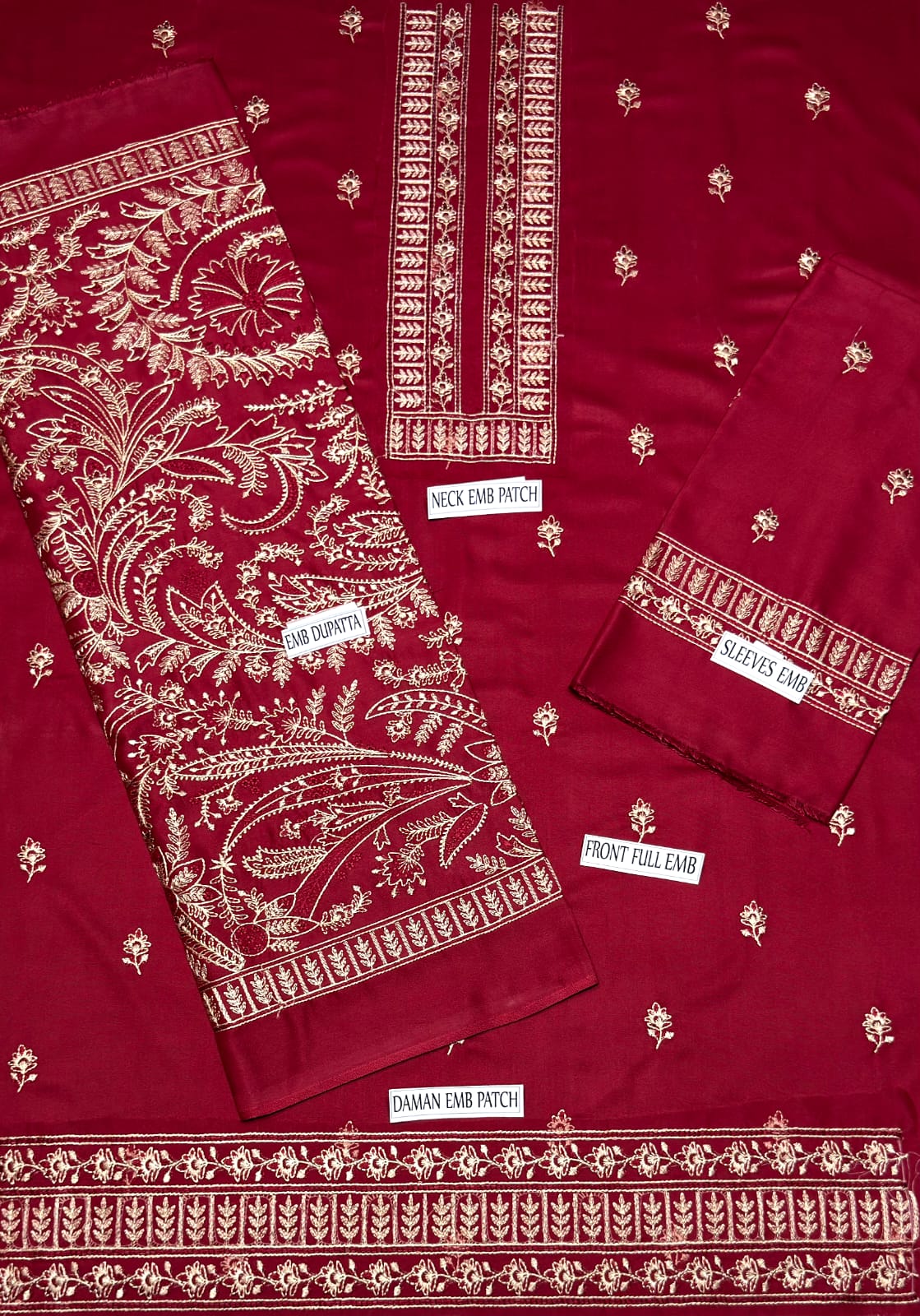 Dhanak 3pc Embroidered Suit with Embroidered Shawl - DESIGN 32