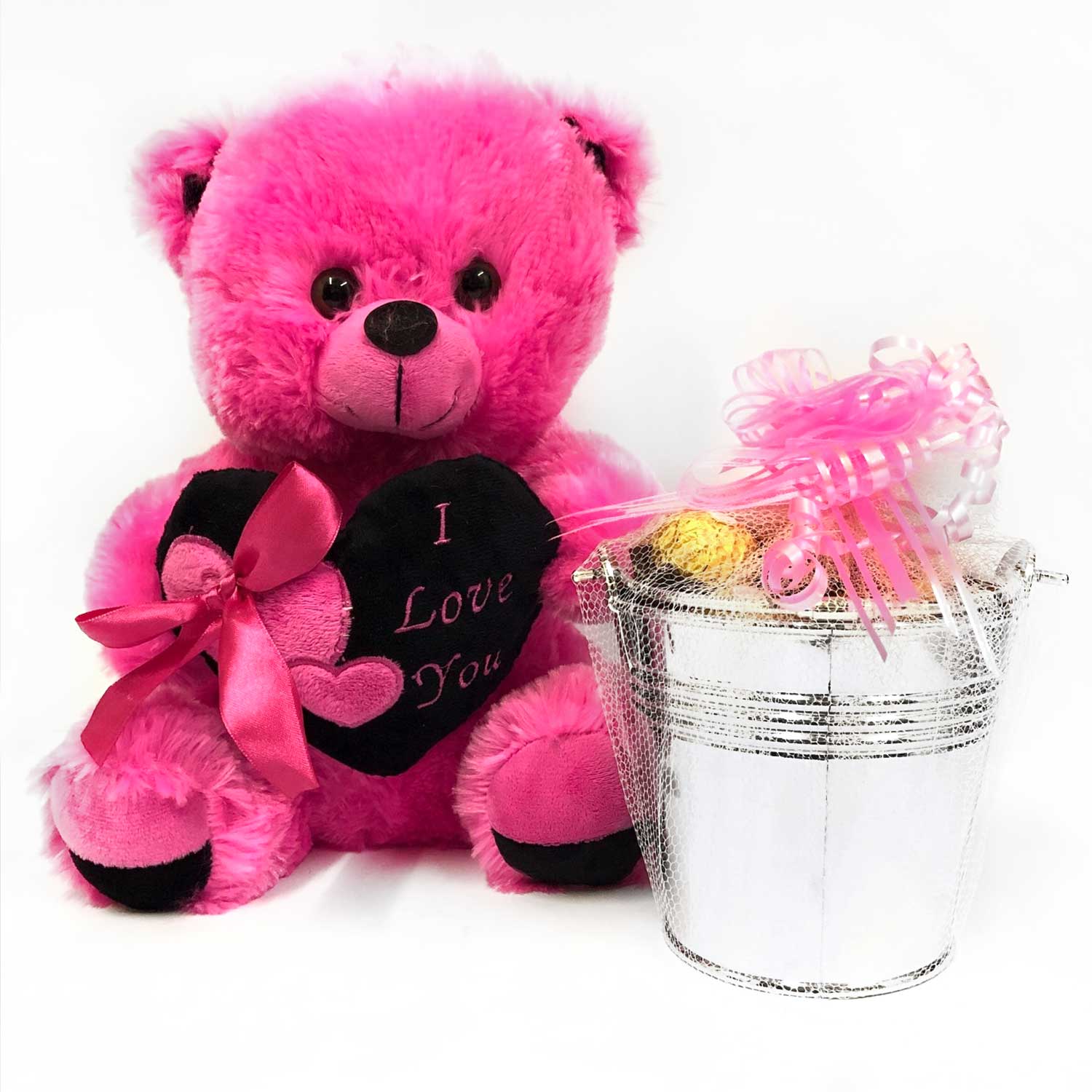 I Love You Teddy With Chocolate Bucket