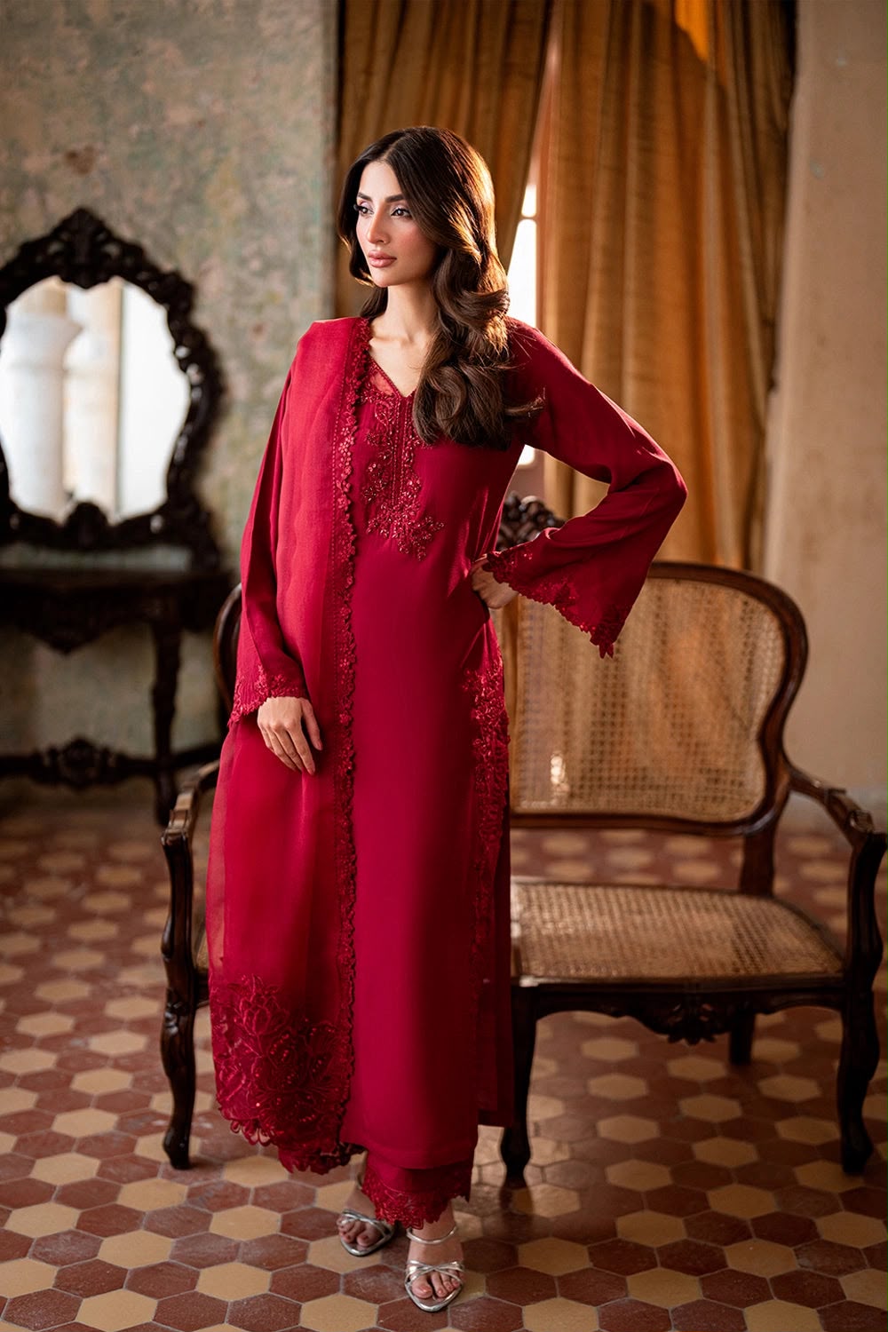 Rangreza Chiffon Embroidered 3PC Suit - DESIGN 01
