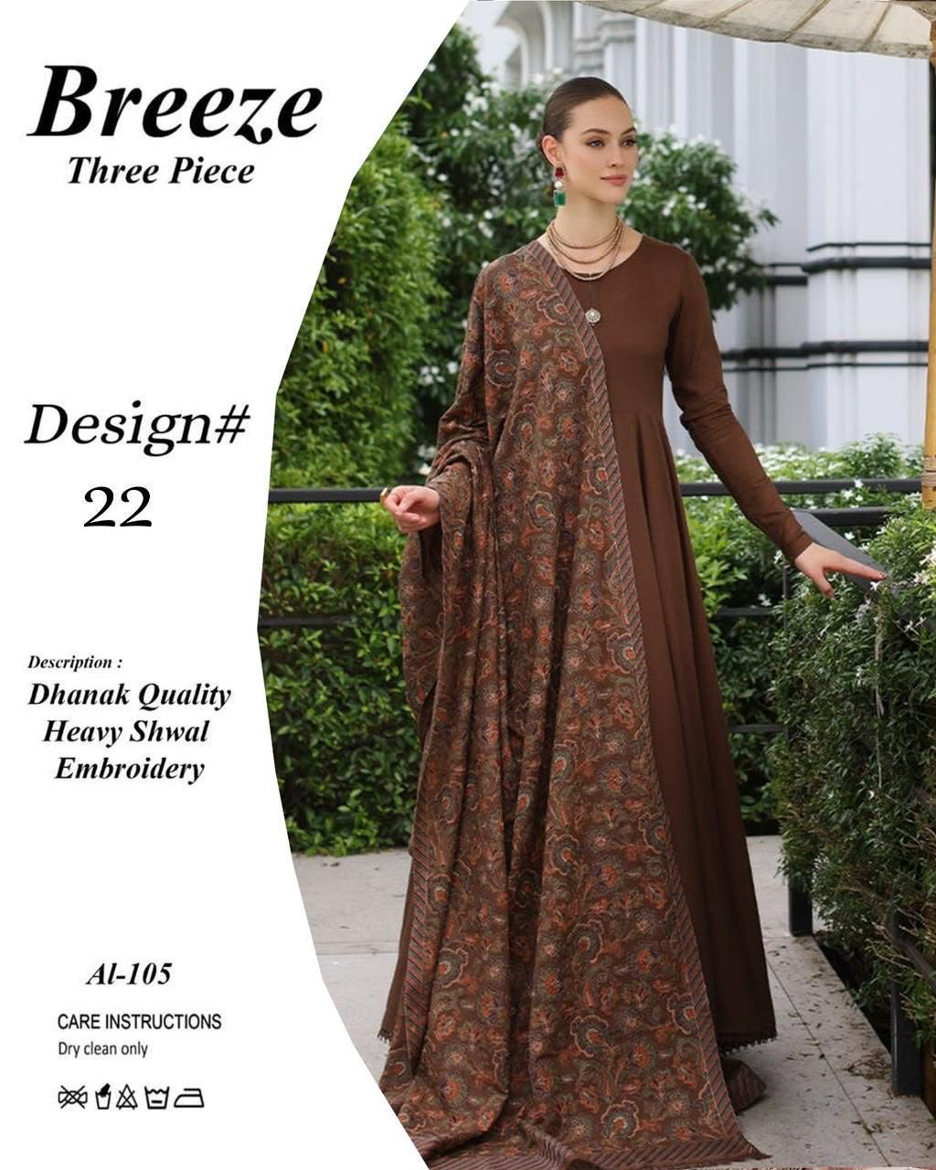 Bareeza AL 831 Dhanak Heavy Embroidered 3pc - DESIGN 12