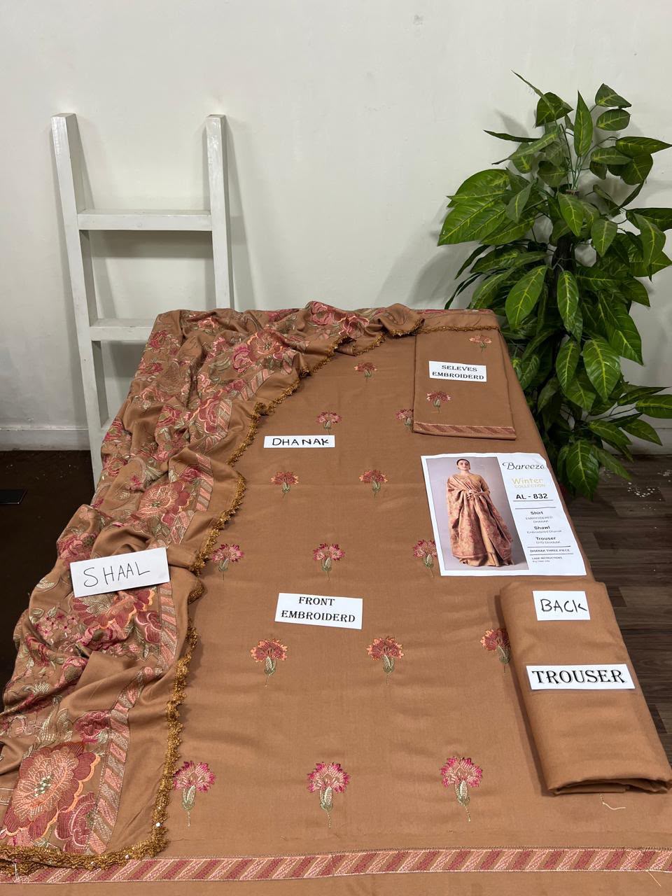 Bareeza AL 831 Dhanak Heavy Embroidered 3pc - DESIGN 09