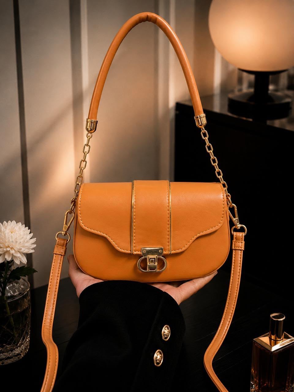 Elegant Shoulder Bag with Gold Detailing - DESIGN 02