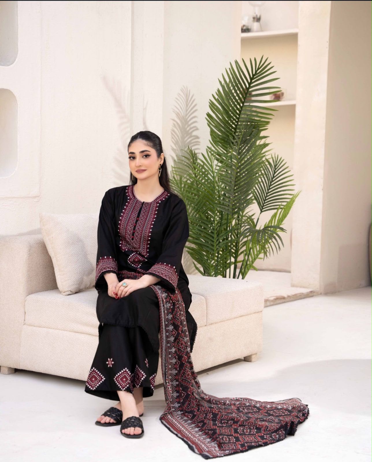 Zimal Viscose Embroidered 3PC Suit - DESIGN 01