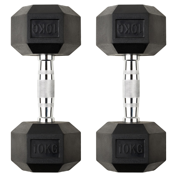 Rubber Coated Dumbbells Set 10KG Each