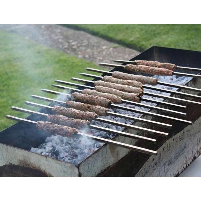 BBQ Grill With 12 Skewers - Silver