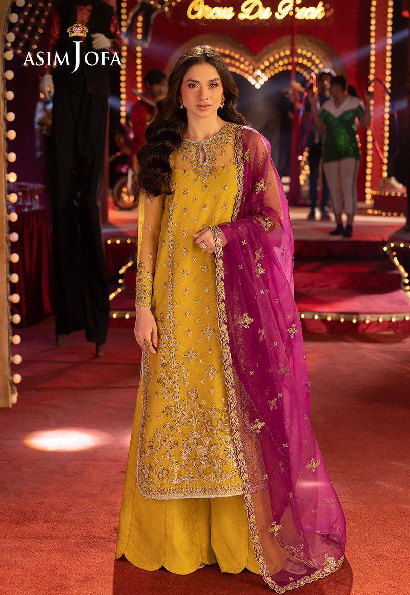 Asim Jofa Organza Embroidered 3PC Suit D#AJFO-05 - DESIGN 01