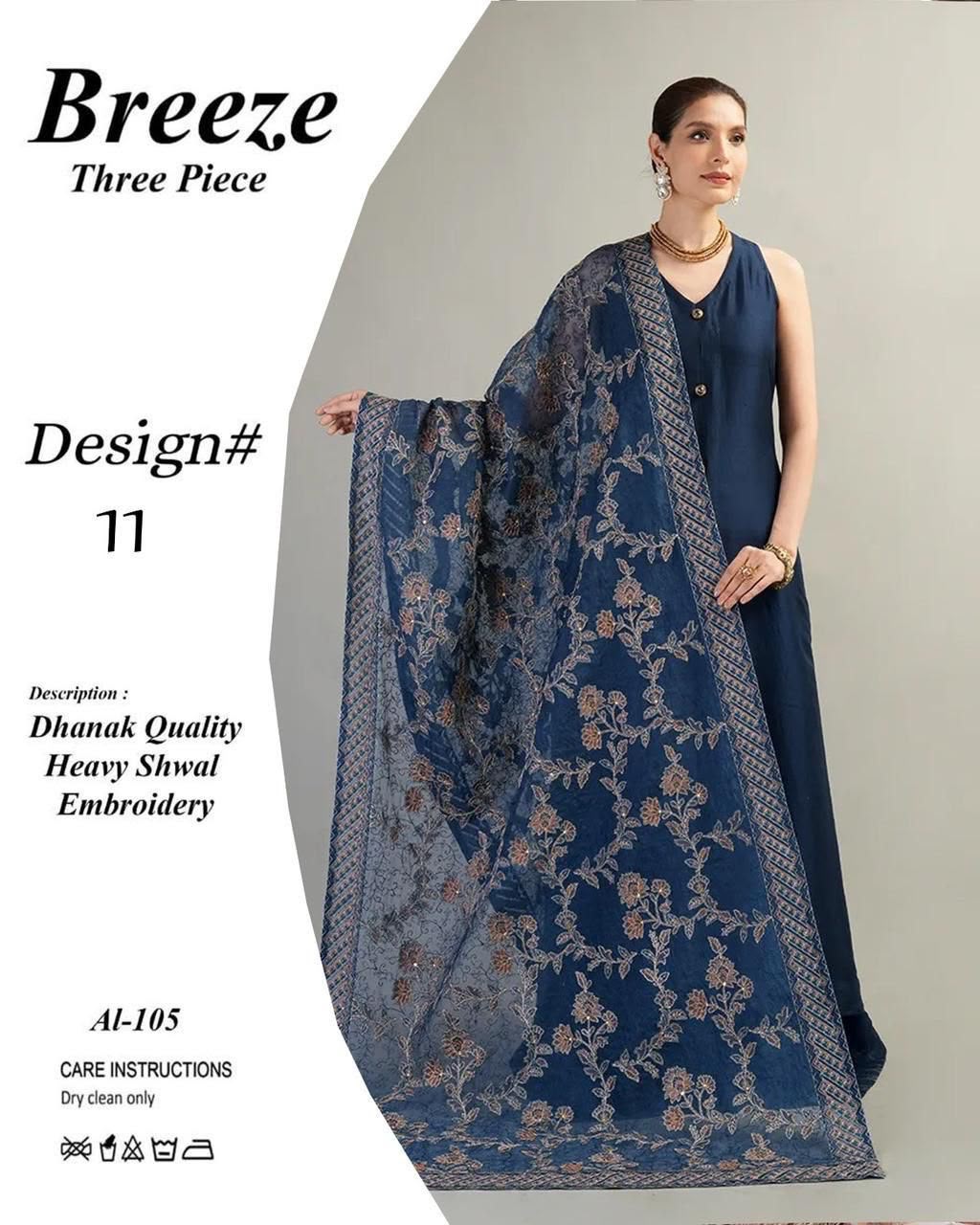 Bareeza AL 831 Dhanak Heavy Embroidered 3pc - DESIGN 16