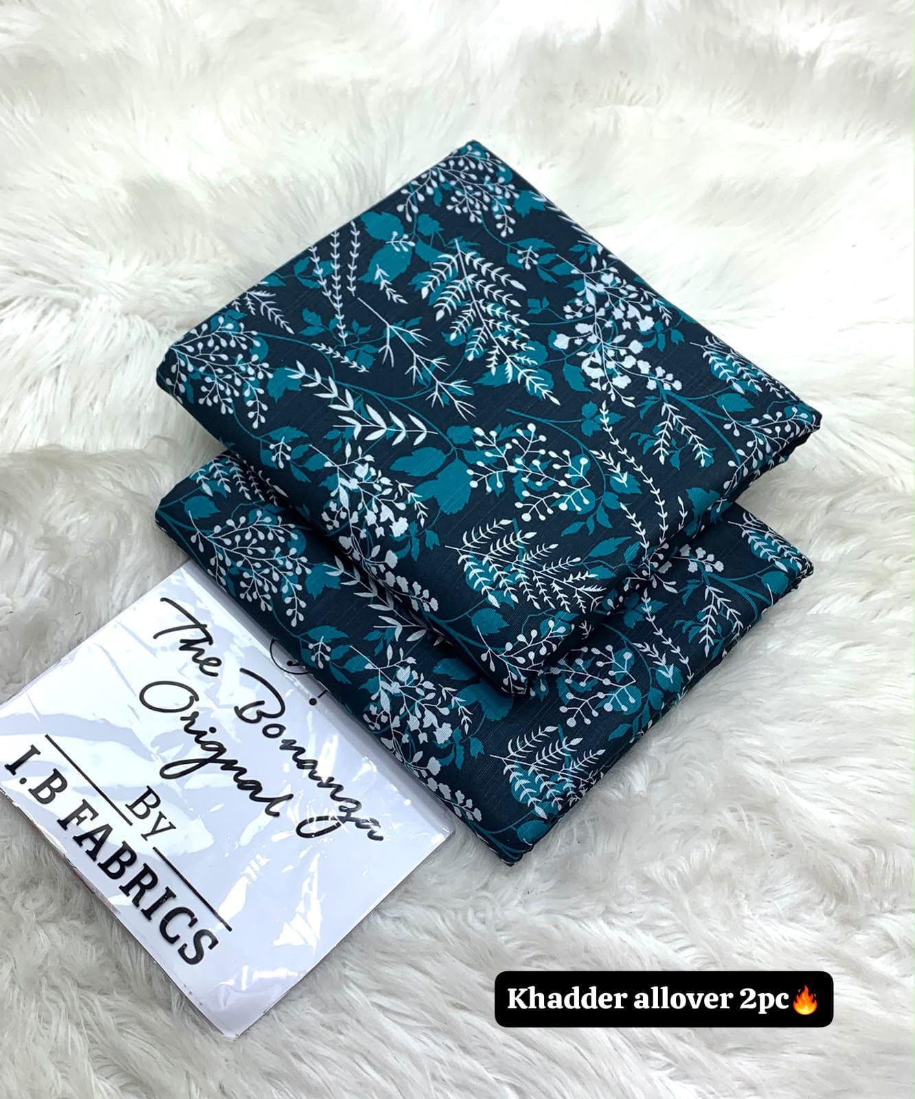 Bonanza 2pc Khaddar Allover Original - Teal Print