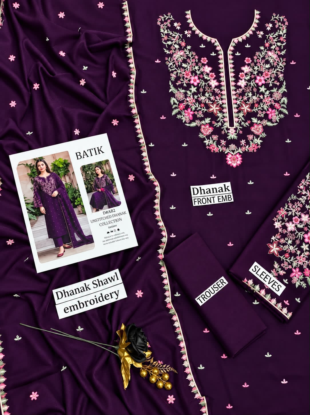 Iznik Dhanak Embroidered 3PC Suit D#2744 - DESIGN 06