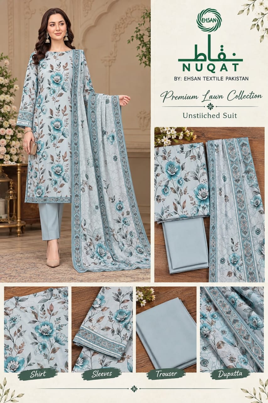 NUQAT by Ehsan Textiles Air Jet Lawn 3pc Vol 9 - DESIGN 10