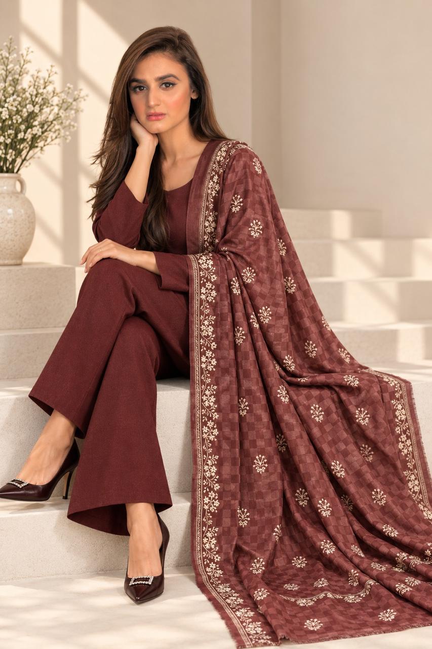 Dhanak Marina 3pc Collection - Maroon