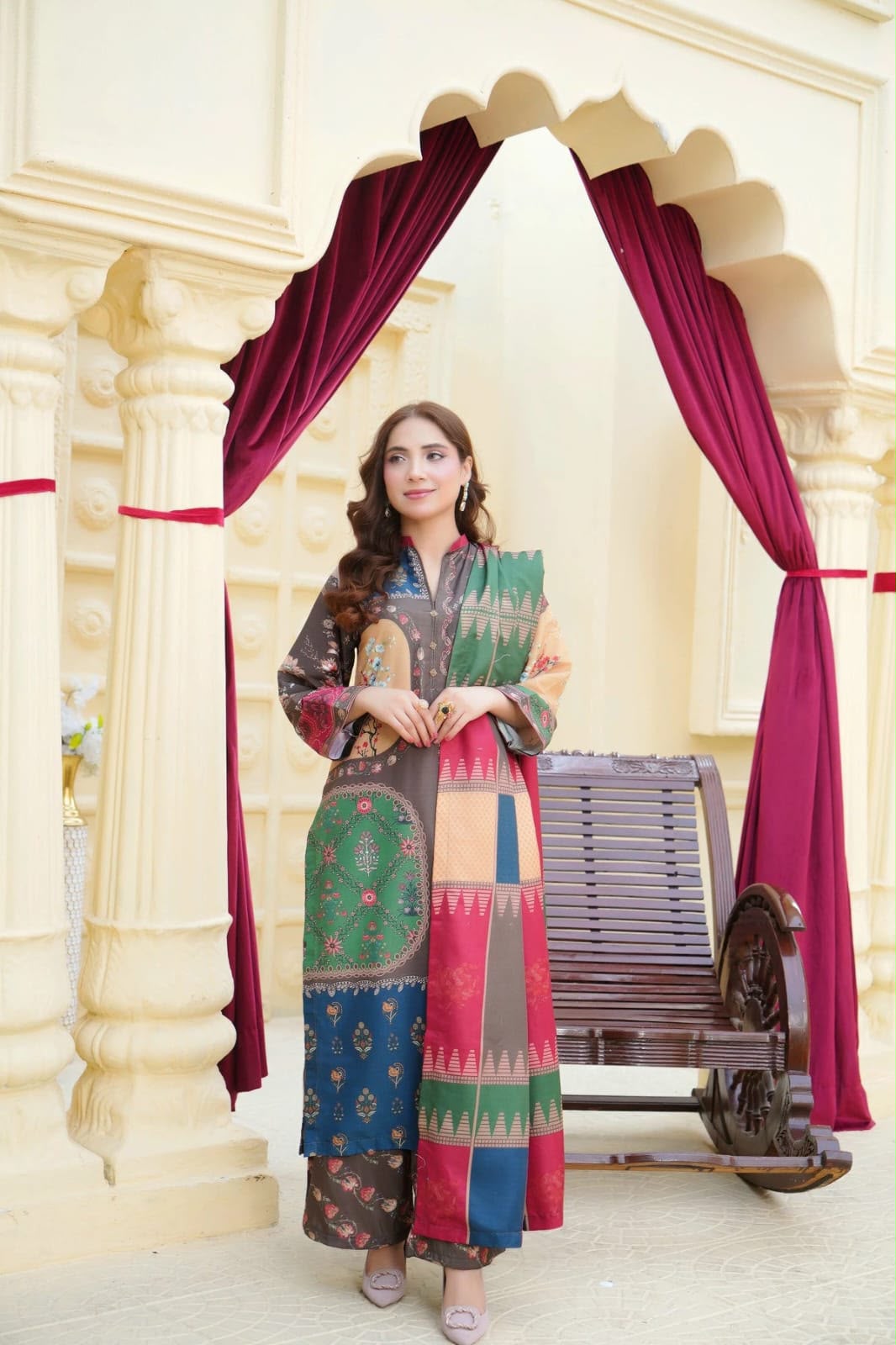 Shamooz Silk Digital Printed 3pc - Design 02