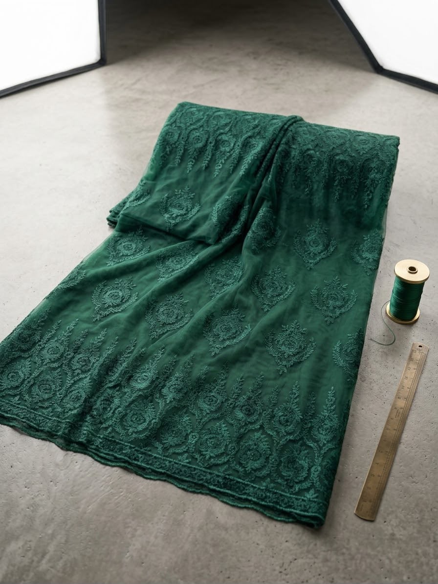 Maxi Tilla Zari Embroidered Fabric 3 Yards - DESIGN 07