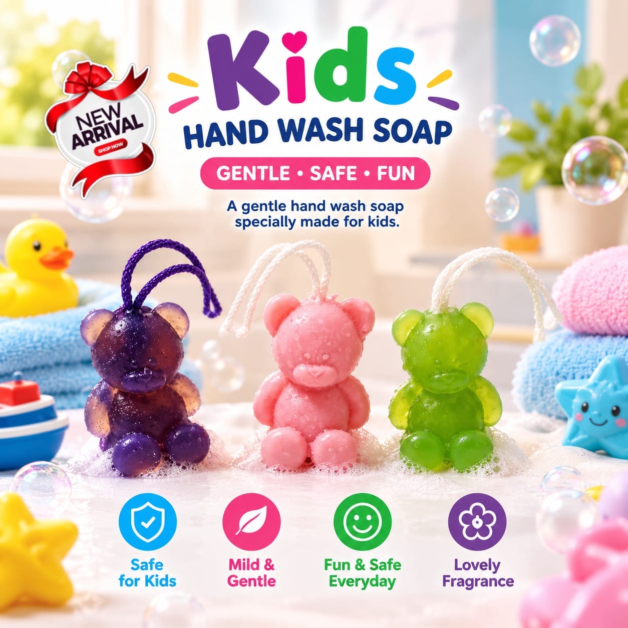 Teddy Bear Hand Wash Soaps Set of 3