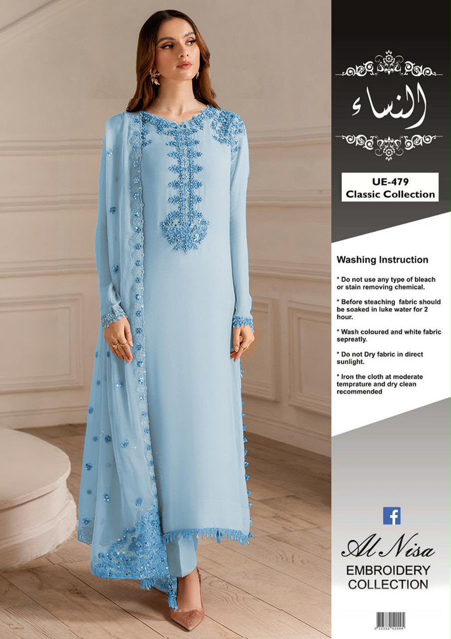Iznik UE-479 Chiffon Luxury Formals - Ice Blue