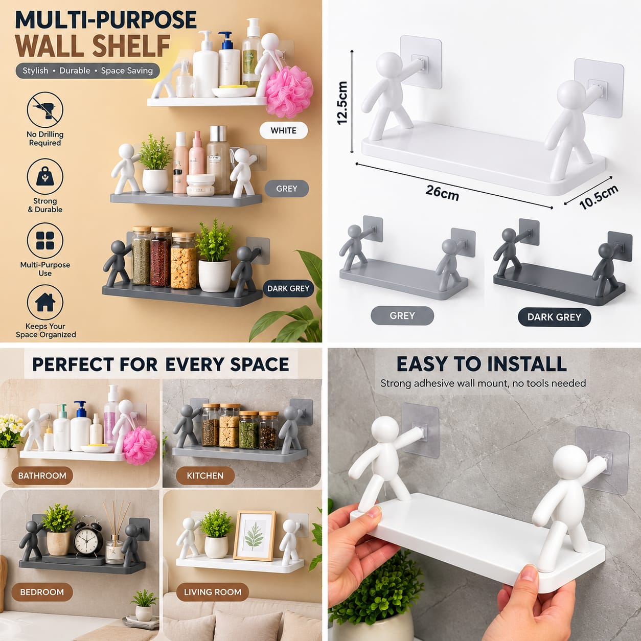 Sticking Wall Mounted Buddy Shelf