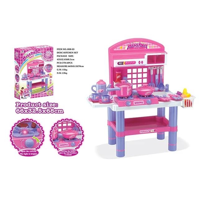 Kitchen Set with Light, Sound, Utensils & Play Food- 008-53
