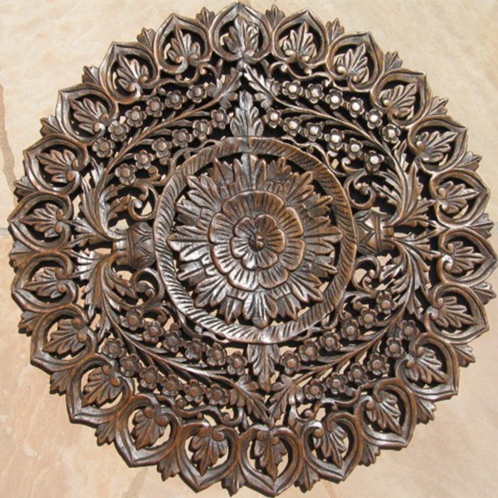 Floral Round Wood Wall Plaques