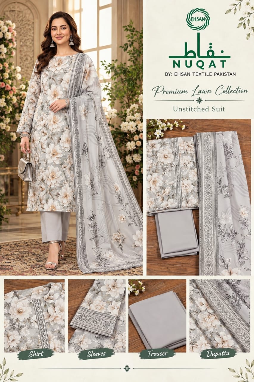 NUQAT by Ehsan Textiles Air Jet Lawn 3pc Vol 9 - DESIGN 06
