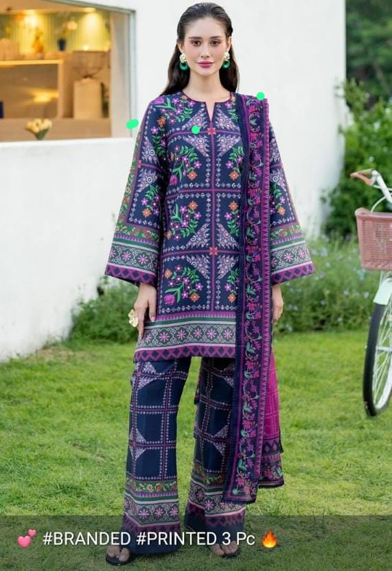 Shamooz Silk Digital Printed 3pc - Design 27