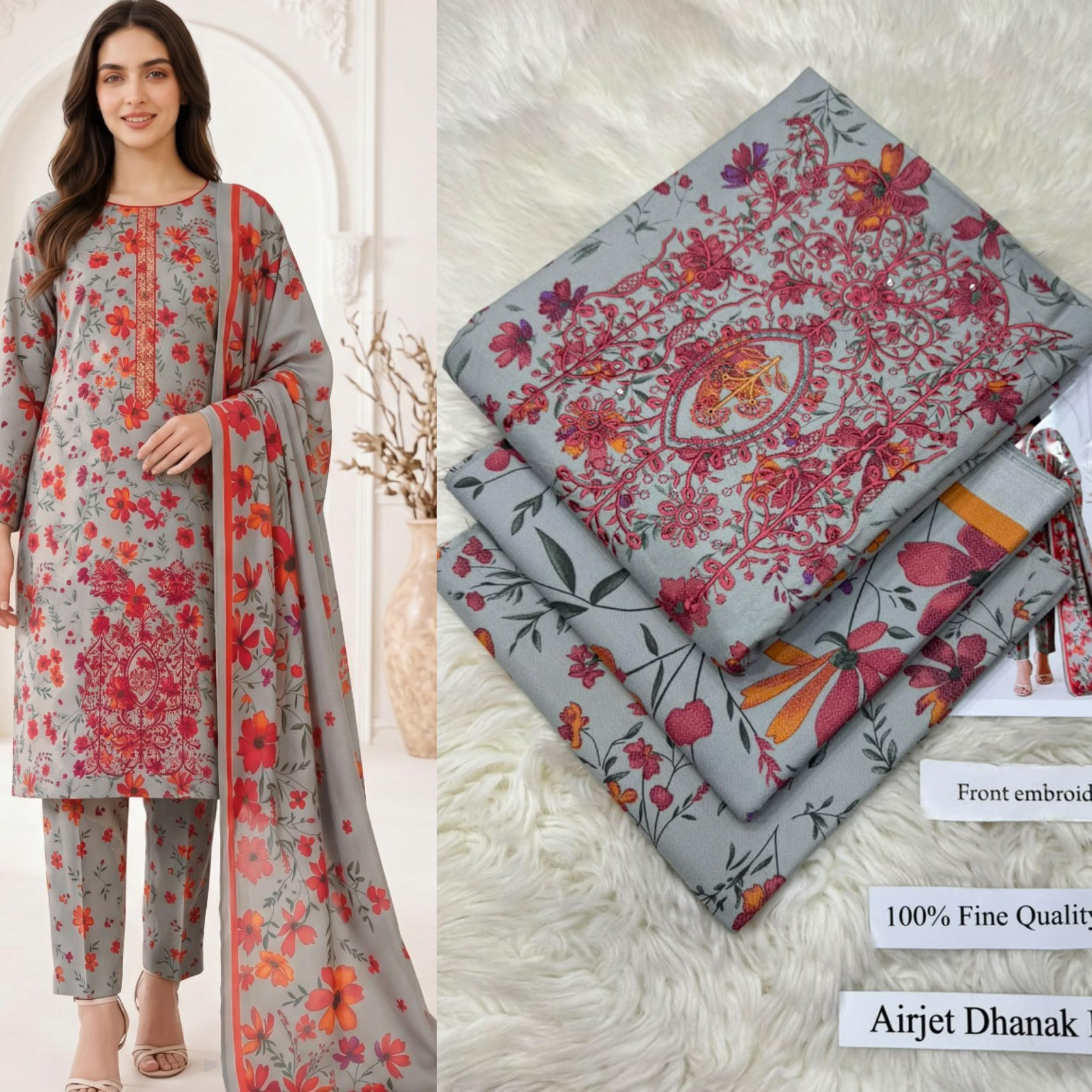 Airjet Dhanak with Dhanak Dupatta Sequence Embroidered - DESIGN 15
