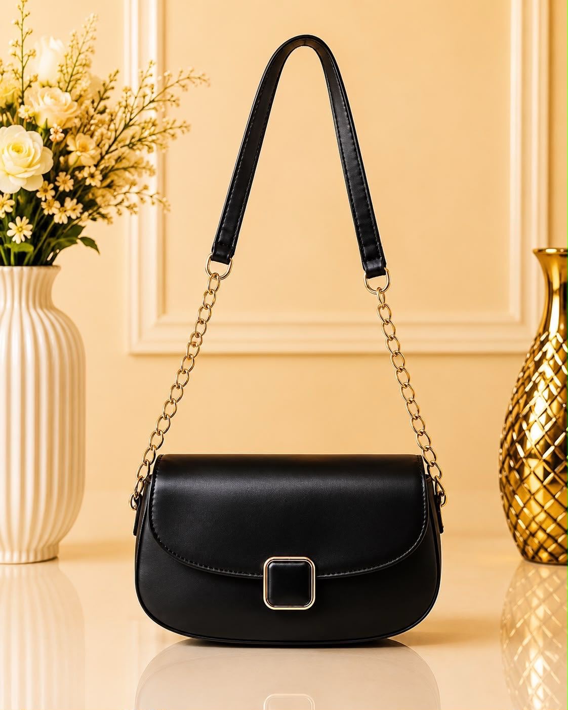 Elegant Shoulder Bag with Gold Detailing - DESIGN 04