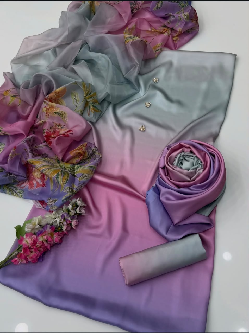 Digital Printed Shamoz Silk 3pc Suit - DESIGN 34