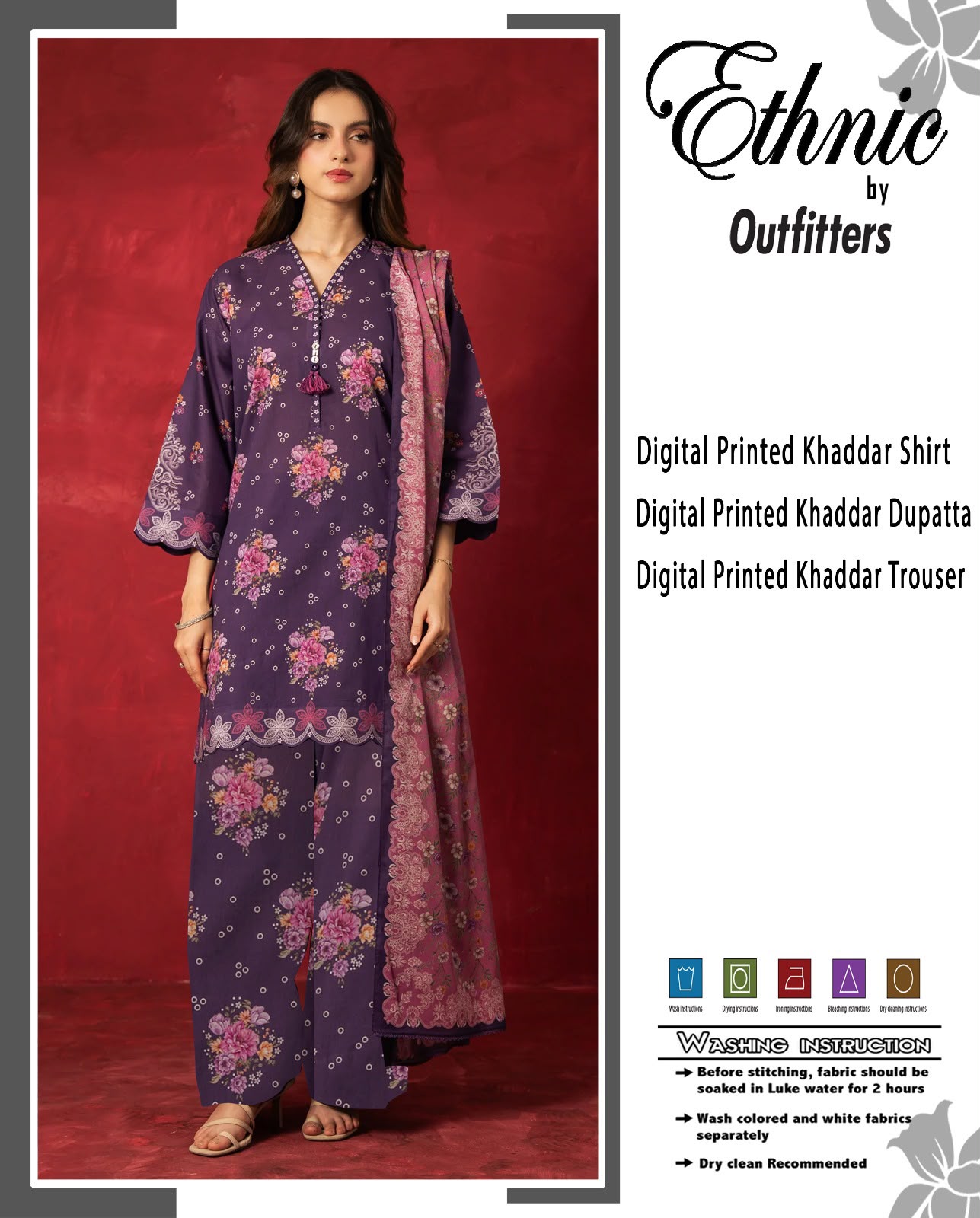 Ethnic Khaddar Printed 3PC Suit - DESIGN 06